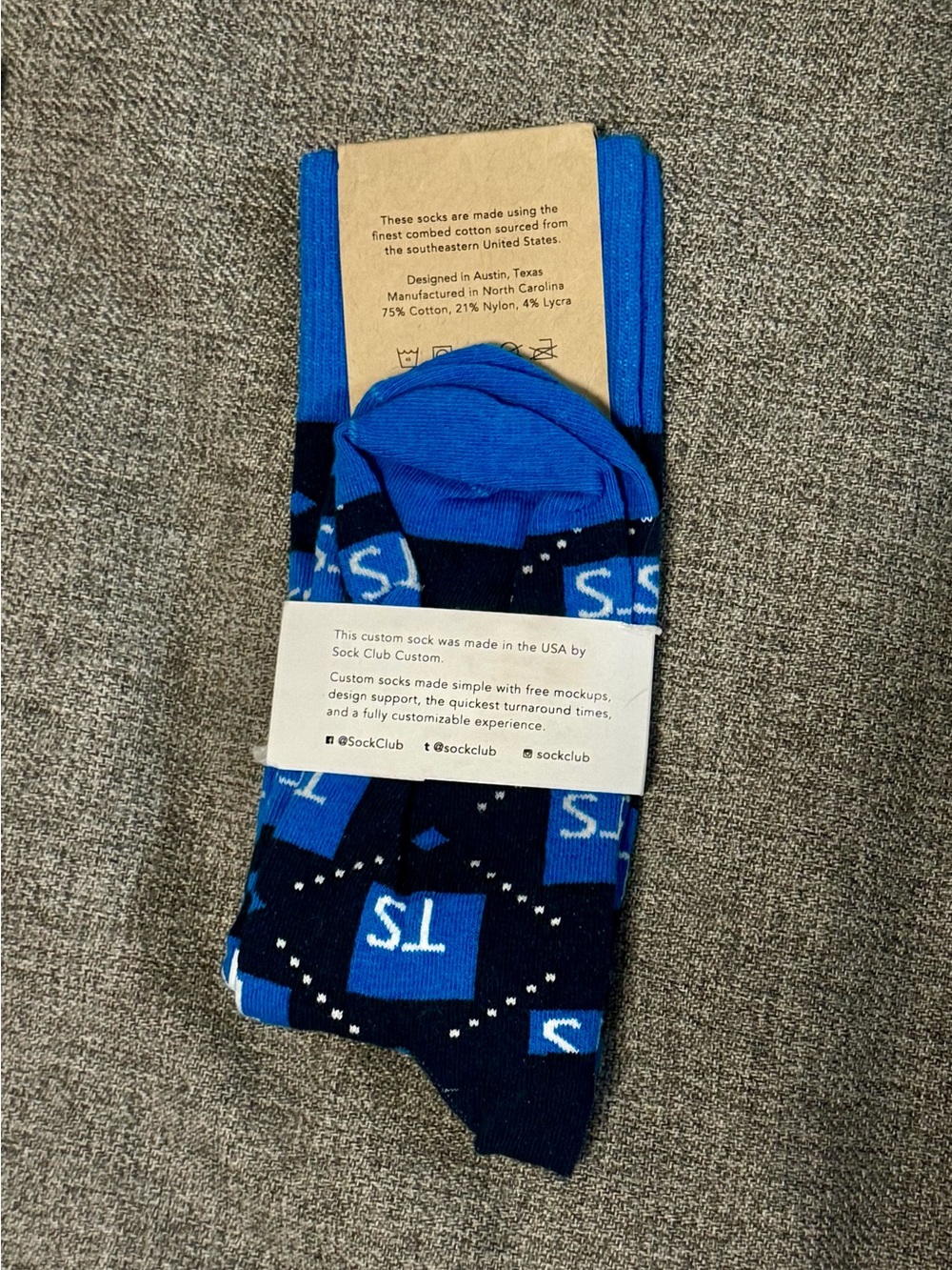 TS Typescript Blue Patterned Socks - Picture 2 of 2